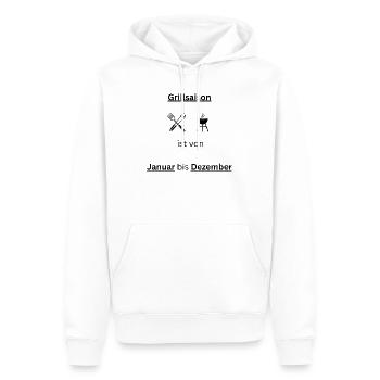 Grillsaison Januar bis Dezember Grillen T-Shirt - Männer Premium Bio Hoodie - Weiß - Vorne - Nico (187cm)