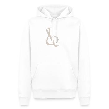 Brauner Ampersand im Punktmuster - Männer Premium Bio Hoodie - Weiß - Vorne - Nico (187cm)