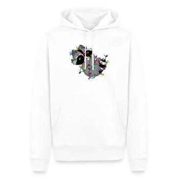 Snuggles the raccoon and the fairy lights - Men’s Premium Organic Hoodie - white - Front - Nico (187cm)