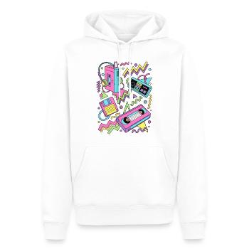 80er 90er Retro Technik Nostalgie Gamer - Männer Premium Bio Hoodie - Weiß - Vorne - Nico (187cm)