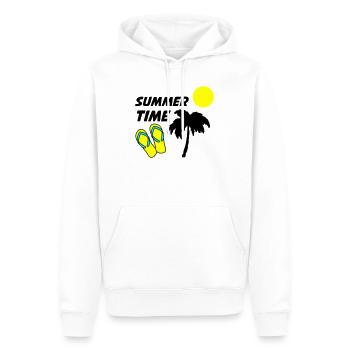 Tongs de plage au soleil - Sweat à capuche Premium bio Homme - blanc - Devant - Nico (187cm)