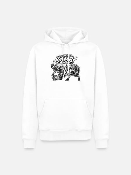 Liebe zum Essen vs nicht fett werden - Männer Premium Bio Hoodie - Weiß
