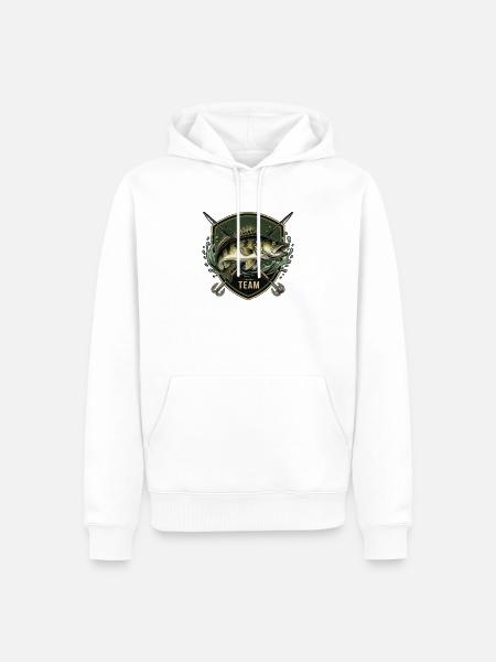 Zander Fishing Team – Dark Angler Badge - Männer Premium Bio Hoodie - Weiß