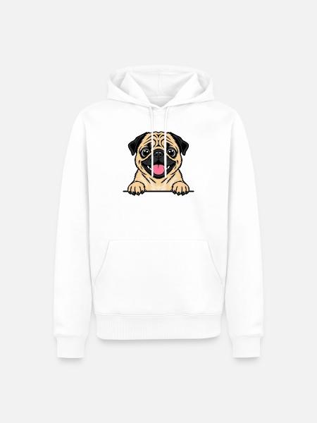 Mops - Männer Premium Bio Hoodie - Weiß