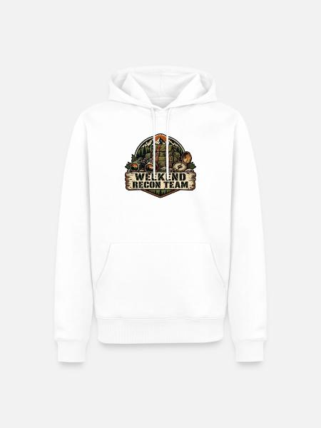 Weekend Recon Team – Retro-Outdoor-Abzeichen - Männer Premium Bio Hoodie - Weiß