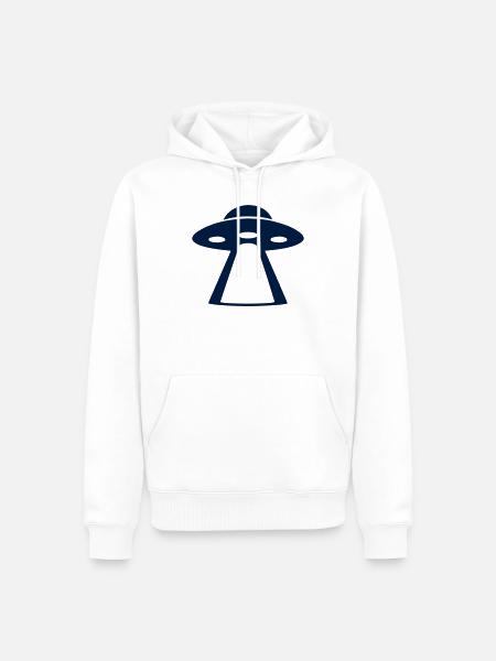 Ufo Lichtstrahl Silhouette - Männer Premium Bio Hoodie - Weiß