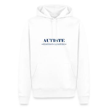 autiste - Sweat à capuche Premium bio Homme - blanc - Devant - Nico (187cm)