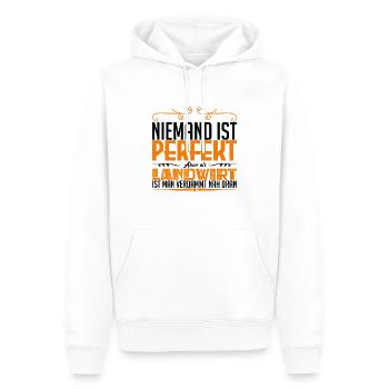 LANDWIRT - Brüste - Männer Premium Bio Hoodie - Weiß - Vorne - Nico (187cm)