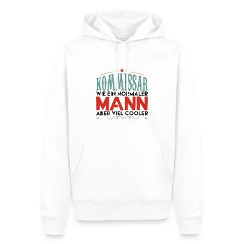 KOMMISSAR WIE EIN NORMALER MANN ABER VIEL COOLER - Männer Premium Bio Hoodie - Weiß - Vorne - Nico (187cm)