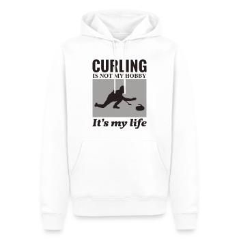 Curling Sweeping Fan Winter Ice Sport Curler Drôle - Sweat à capuche Premium bio Homme - blanc - Devant - Nico (187cm)