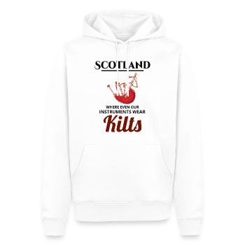 Dudelsackspieler Instrument Schottisch Schottland Musik - Männer Premium Bio Hoodie - Weiß - Vorne - Nico (187cm)