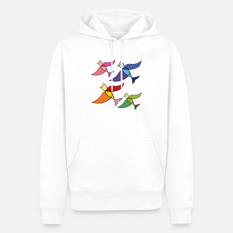 Regenbogenvögel des Friedens - Männer Premium Bio Hoodie - Weiß