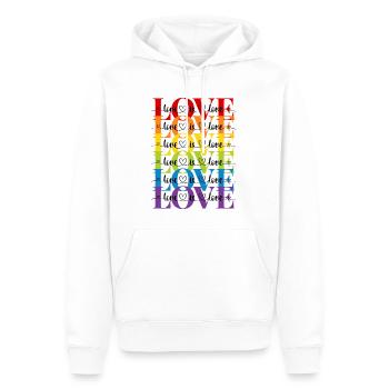 love is love - Men’s Premium Organic Hoodie - white - Front - Nico (187cm)