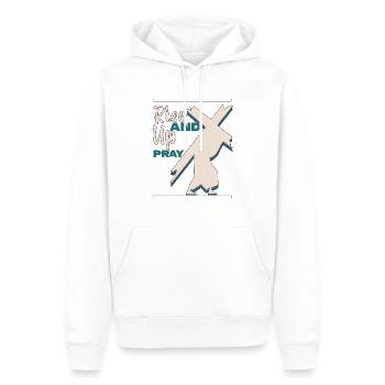 Happy Rise Up And Pray Retro Boho Religious Christ - Men’s Premium Organic Hoodie - white - Front - Nico (187cm)