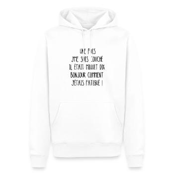 minuit dix - Sweat à capuche Premium bio Homme - blanc - Devant - Nico (187cm)