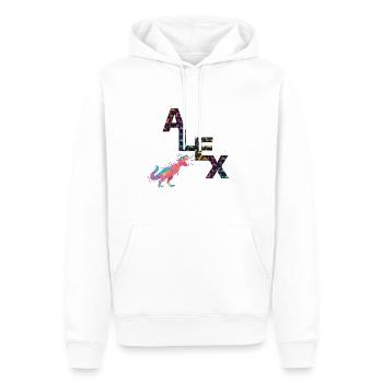 ALEX - Beautiful boy name with cute dinosaurs - Men’s Premium Organic Hoodie - white - Front - Nico (187cm)