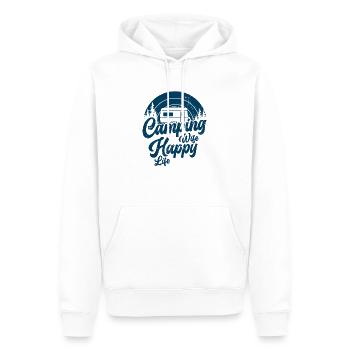 Camping Femme Happy Life Caravane Nature Camper - Sweat à capuche Premium bio Homme - blanc - Devant - Nico (187cm)