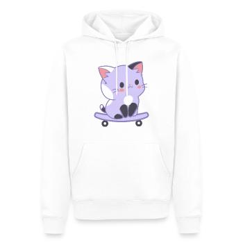patineur Cat - Sweat à capuche Premium bio Homme - blanc - Devant - Nico (187cm)