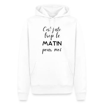 trop le matin pour moi - Sweat à capuche Premium bio Homme - blanc - Devant - Nico (187cm)