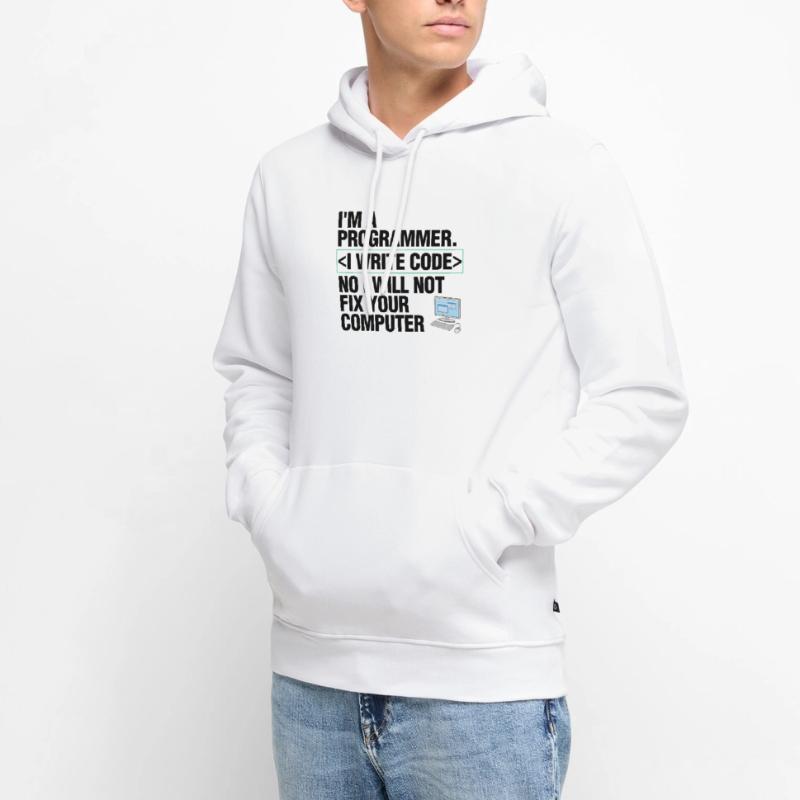 Coder Computer Programmer I Write Code Funny Men’s Premium Organic Hoodie