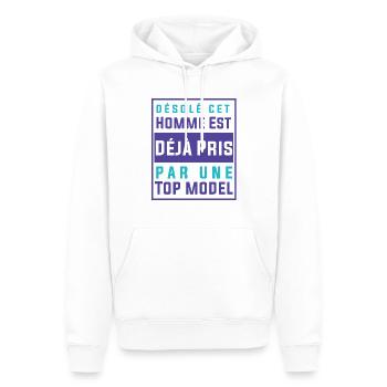 Tshirt femme Homme déja pris par une top model - Sweat à capuche Premium bio Homme - blanc - Devant - Nico (187cm)