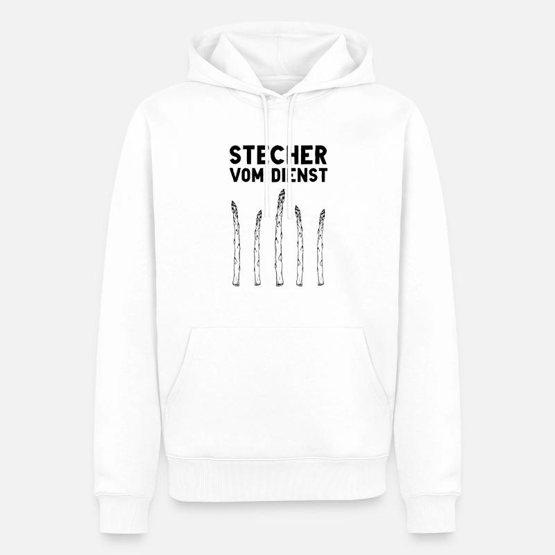 Chefstecher Spargelstecher Spargelernte Bauer - Männer Premium Bio Hoodie - Weiß