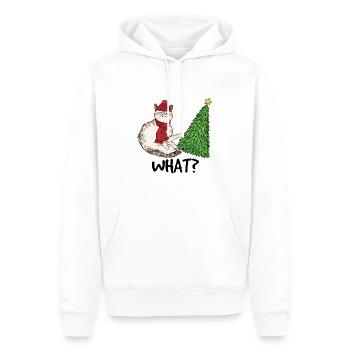 Freche Katze mit Weihnachtsbaum und Mützekinderkit - Männer Premium Bio Hoodie - Weiß - Vorne - Nico (187cm)