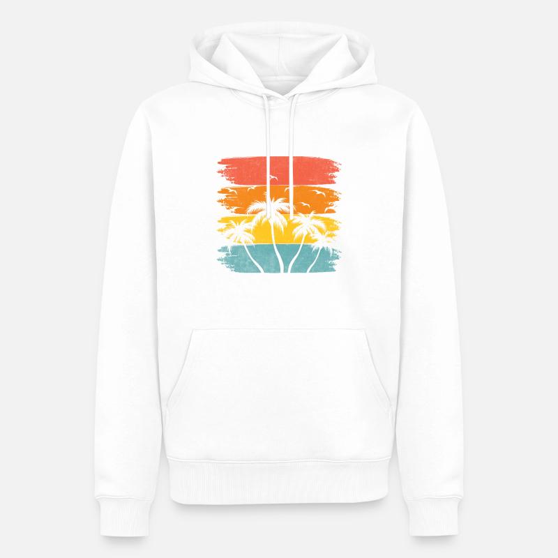 été plage palmier cocotier - Sweat à capuche Premium bio Homme - blanc