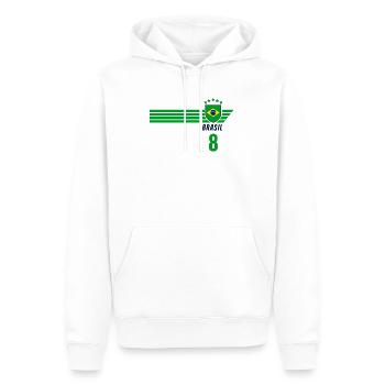 Brésil Maillot de fan de football brésilien Seleção - Sweat à capuche Premium bio Homme - blanc - Devant - Nico (187cm)