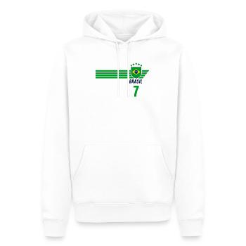 Brésil Maillot de fan de football brésilien Seleção - Sweat à capuche Premium bio Homme - blanc - Devant - Nico (187cm)