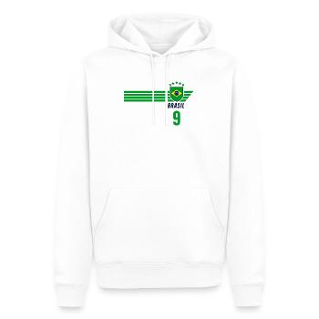 Brésil Maillot de fan de football brésilien Seleção - Sweat à capuche Premium bio Homme - blanc - Devant - Nico (187cm)