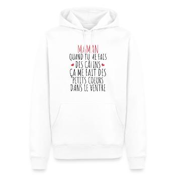 Maman , Fête des Mères , Bébé , Naissance , Baby - Sweat à capuche Premium bio Homme - blanc - Devant - Nico (187cm)