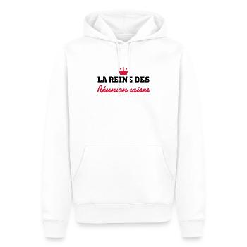Réunion / 974 / Réunionnais / Réunionnaise - Sweat à capuche Premium bio Homme - blanc - Devant - Nico (187cm)