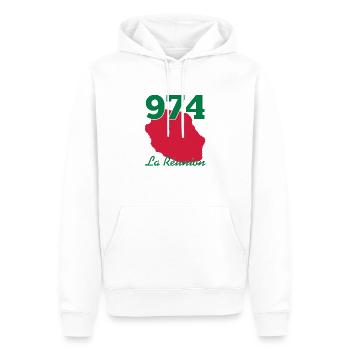 Réunion / 974 / Réunionnais / Réunionnaise - Sweat à capuche Premium bio Homme - blanc - Devant - Nico (187cm)
