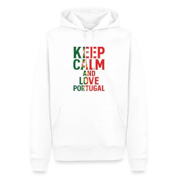 Keep Calm and Love Portugal - Sweat à capuche Premium bio Homme - blanc - Devant - Nico (187cm)
