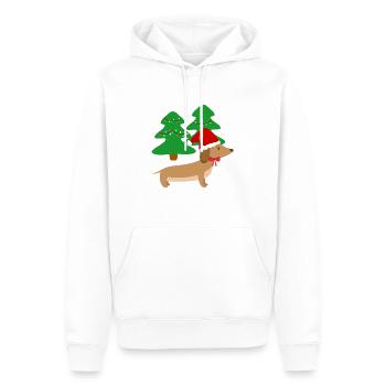 Christmas Dachshund Forest Dog Gift - Men’s Premium Organic Hoodie - white - Front - Nico (187cm)