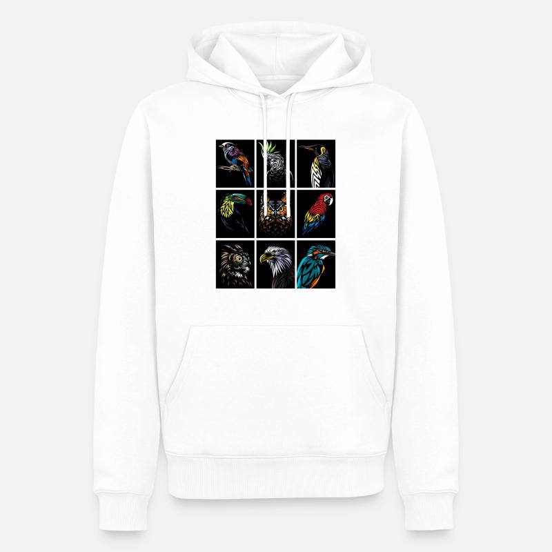 Rectangles avec des oiseaux - Sweat à capuche Premium bio Homme - blanc