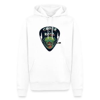 Crock & Roll Teufelsgruß Krokodil frisst Gitarre - Männer Premium Bio Hoodie - Weiß - Vorne - Nico (187cm)