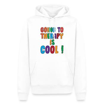 Self Care Is For Everyone Going To Therapy Is Cool - Men’s Premium Organic Hoodie - white - Front - Nico (187cm)