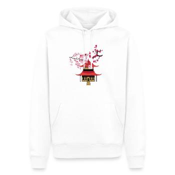 Japanische Kirschblüte - Männer Premium Bio Hoodie - Weiß - Vorne - Nico (187cm)