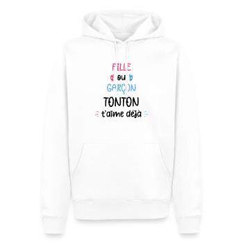 Fille ou garçon tonton t'aime déjà - Sweat à capuche Premium bio Homme - blanc - Devant - Nico (187cm)