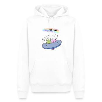 HI, I'M GAY - Men’s Premium Organic Hoodie - white - Front - Nico (187cm)