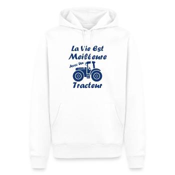 La vie est meilleure avec un tracteur - Sweat à capuche Premium bio Homme - blanc - Devant - Nico (187cm)