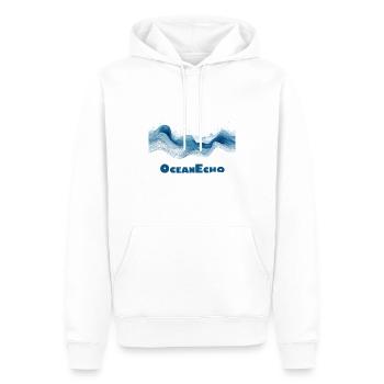 Wellenmotiv im Linienstil - OceanEcho - Männer Premium Bio Hoodie - Weiß - Vorne - Nico (187cm)