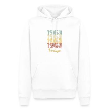 Vintage Birthday Gift Born In 1963 Slogan - Men’s Premium Organic Hoodie - white - Front - Nico (187cm)