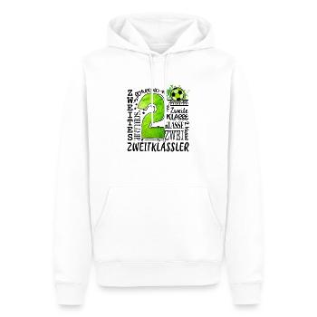2. Klasse - Männer Premium Bio Hoodie - Weiß - Vorne - Nico (187cm)