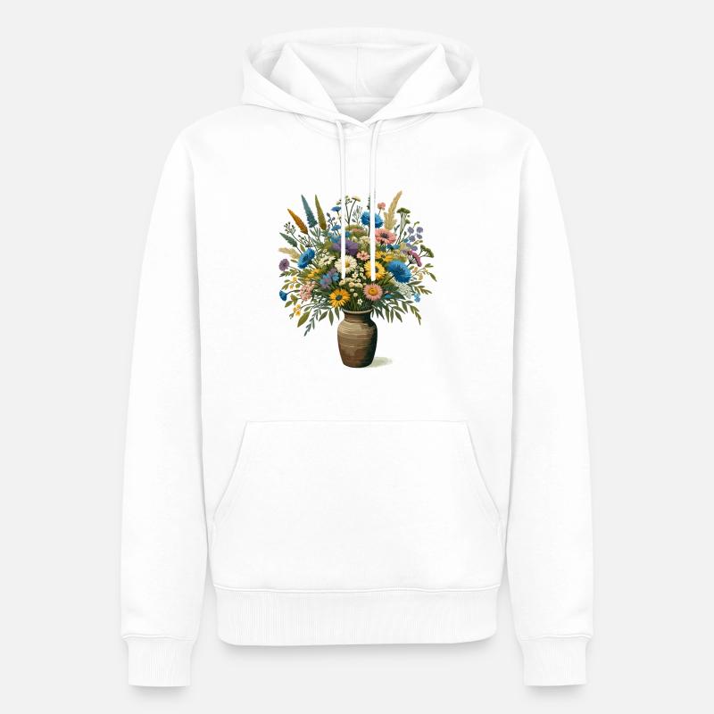 Bouquet de fleurs sauvages - Sweat à capuche Premium bio Homme - blanc