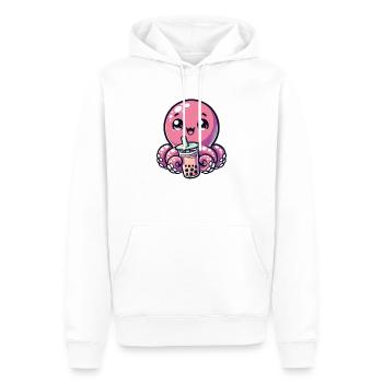 Poulpe à boire Bubble Tea kawaii Boba Octopus - Sweat à capuche Premium bio Homme - blanc - Devant - Nico (187cm)