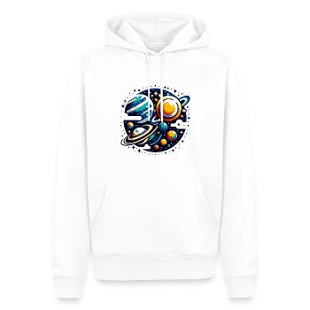 Space design with planets and stars - Men’s Premium Organic Hoodie - white - Front - Nico (187cm)