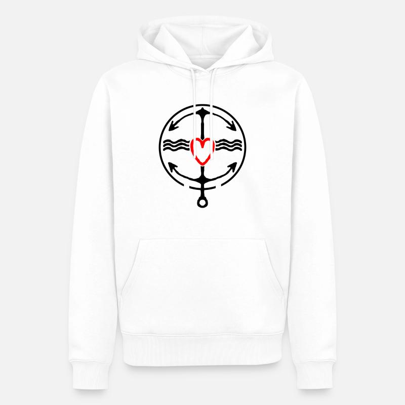 Bonheur Harmonie Amour Double Ancre - Sweat à capuche Premium bio Homme - blanc